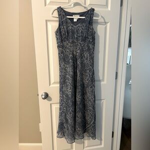 Coldwater Creek Women Sleeveless Maxi Dress 6p Blue Lined Round Neck High Waist